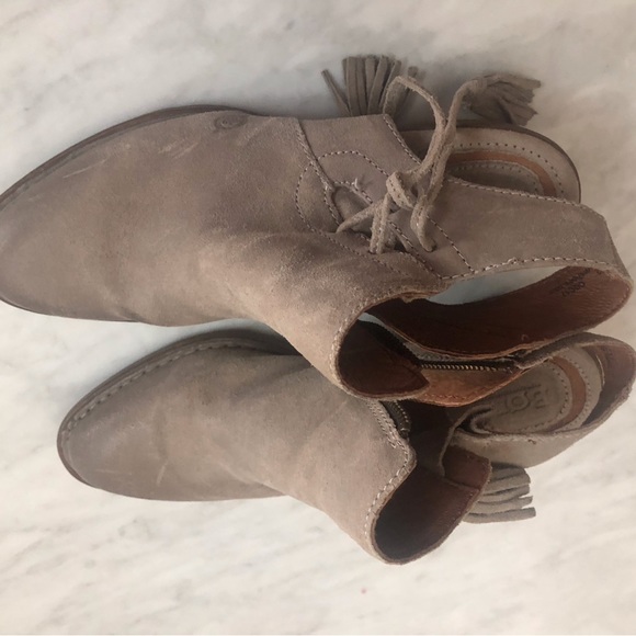 Born Chunky Heel Slingback Zip Side Open Heel light Suede Bootie Boot Size 7.5M - Picture 6 of 8